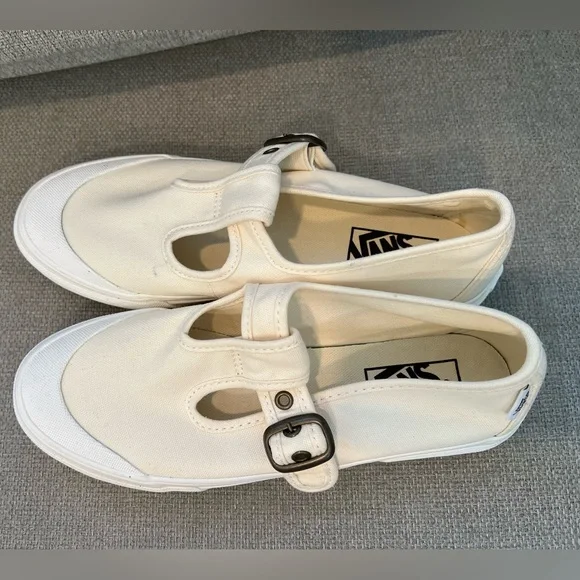 NWOB Vans Style 93 Mary Jane Cream Canvas Buckle Slip-On Sneakers Size 7.5 - Picture 10 of 12